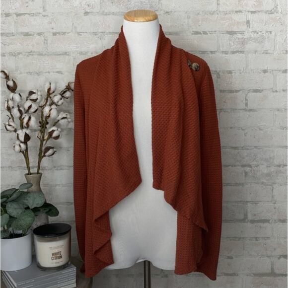 Maurices | Rust Waffle Knit Drape Sweater - Picture 4 of 4